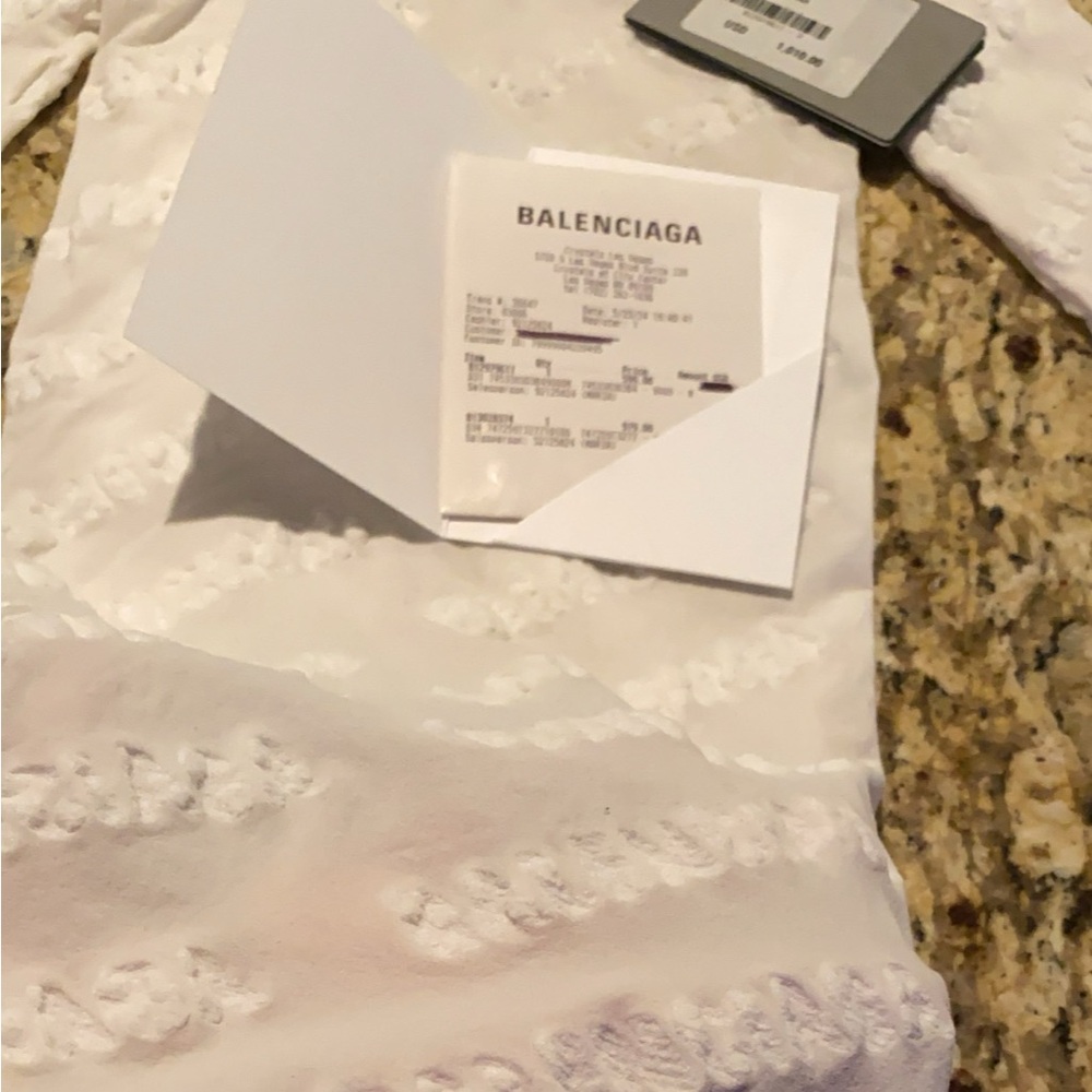 BALENCIAGA white mesh long sleeve shirt stretchy size medium. Great condition